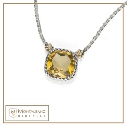 Collana Nodi intreccio pietra quadrata piccola